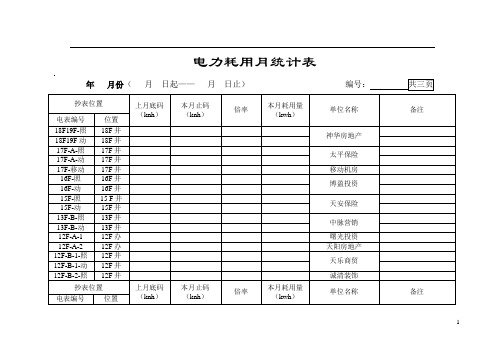 电力耗用统计表