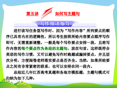 高考英语江苏专版二轮专题复习三维课件：增分篇+专题五+书面表达+第一节+第五讲+如何写主题句