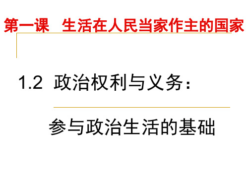 1.2政治权利与义务：参与政治生活的基础