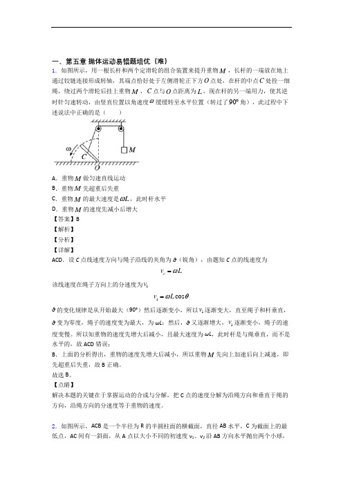 高一下册物理 抛体运动单元测试卷 (word版,含解析)