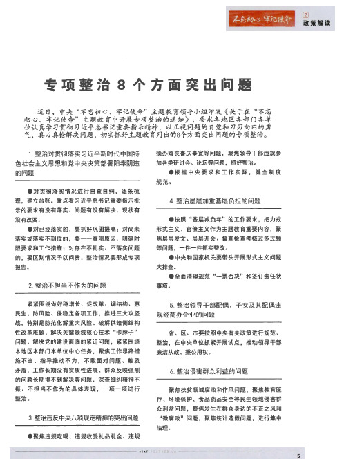 专项整治8个方面突出问题