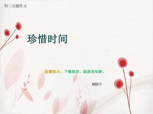 初三话题作文《珍惜时间》650字(总9页PPT)