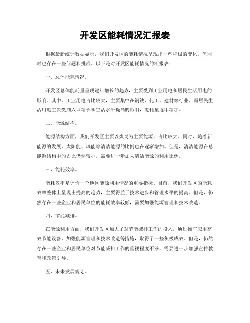 开发区能耗情况汇报表