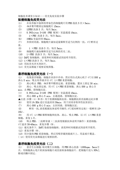 细胞技术课堂小知识——荧光免疫实验步骤