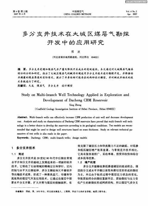 多分支井技术在大城区煤层气勘探开发中的应用研究