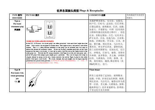 世界各国插头类型