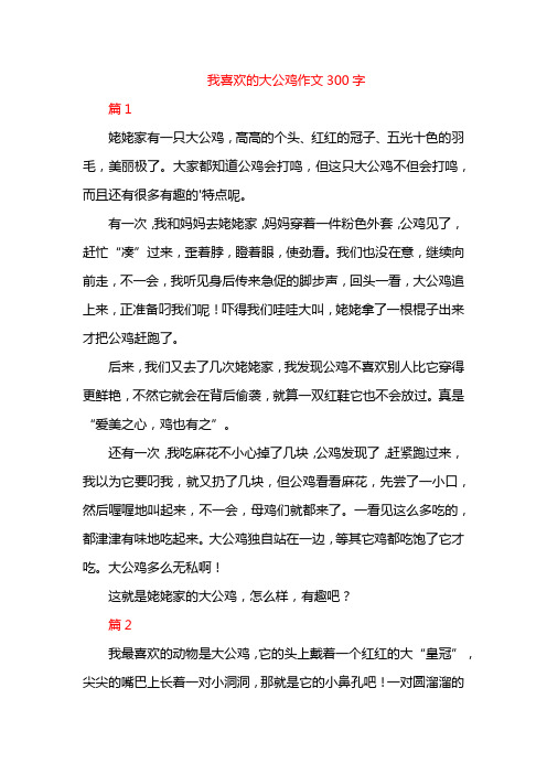 我喜欢的大公鸡作文300字