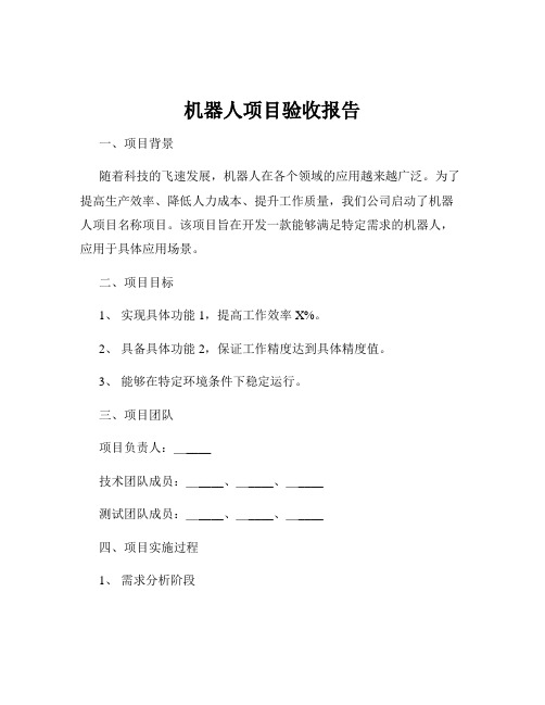 机器人项目验收报告