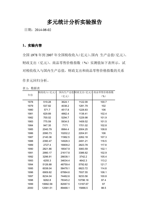 回归分析实验报告