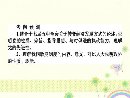 新人教版必修2高考政治一轮总复习课件：必修二第六课 《我国的政党制度》()