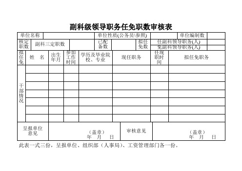 副科级领导职务任免职数审核表