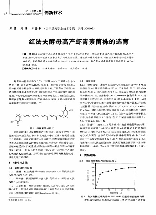 红法夫酵母高产虾青素菌株的选育