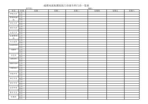 成都双流航都医院门诊出诊医生