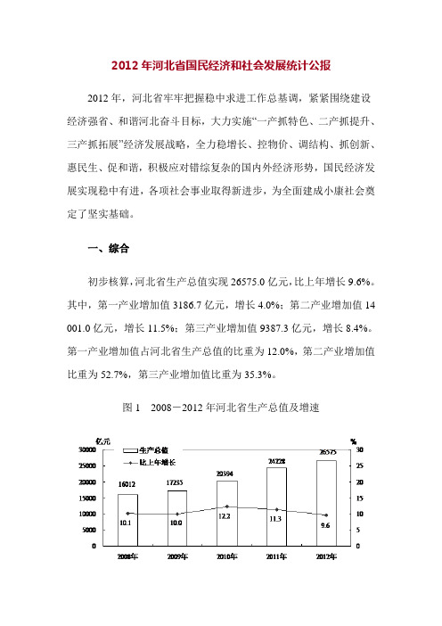 2012年河北省国民经济和社会发展统计公报