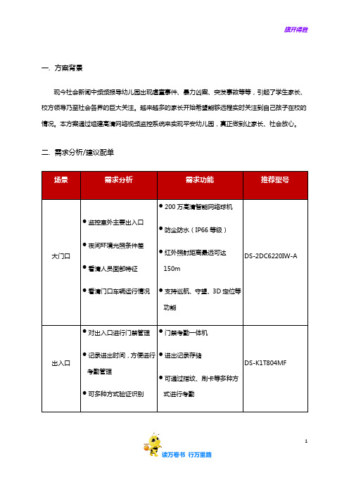 海康威视幼儿园高清视频监控方案20171225海康威视】