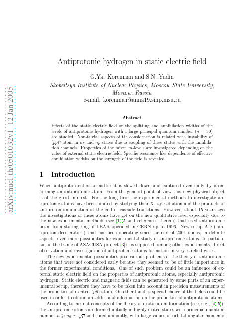 Antiprotonic hydrogen in static electric field