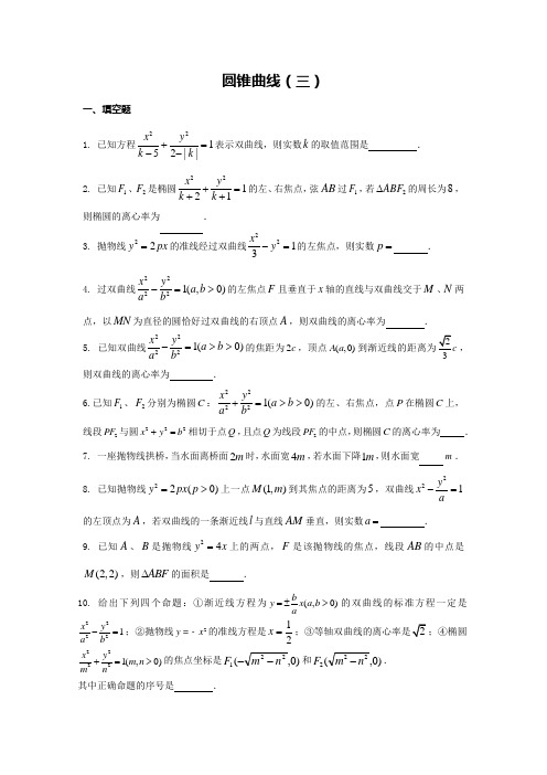 2014江苏高考椭圆、双曲线、抛物线专辑