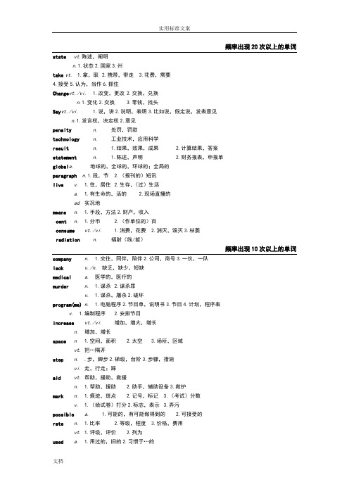 历年同等学力高频词汇总情况结编辑版