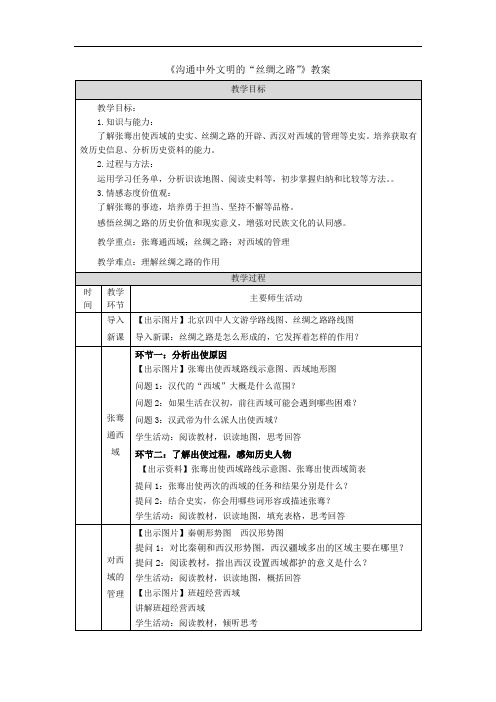 《沟通中外文明的“丝绸之路”》教案