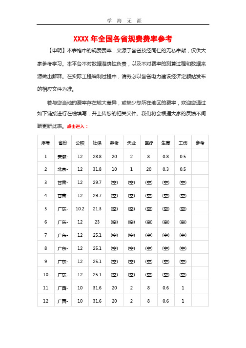 全国各省规费费率参考(2020年整理).pptx