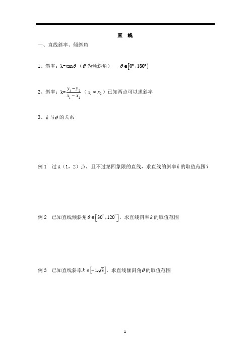 高中直线与方程知识点及经典例题