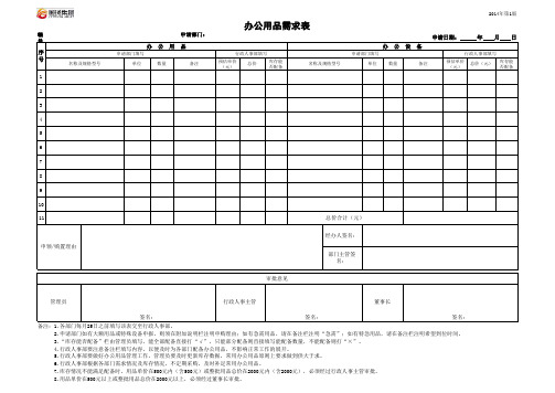 10-1办公用品需求表