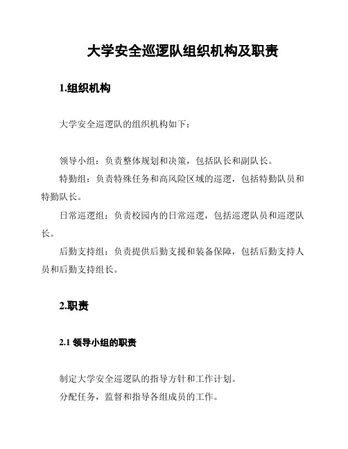 大学安全巡逻队组织机构及职责