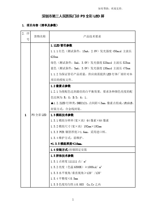 xx市第三人民医院门诊P3全彩LED屏