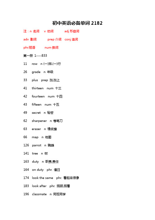 初中英语必备单词2182个