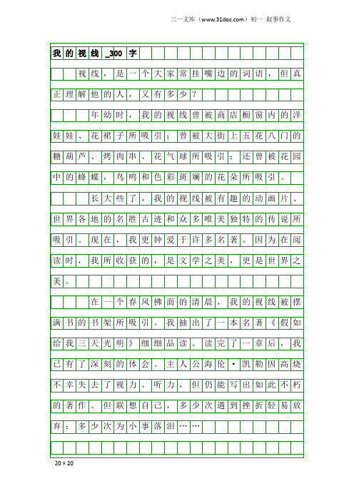 初一叙事作文：我的视线_300字