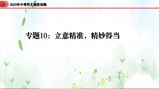 中考作文复习专题10：立意精准,精妙得当-2023年中考作文速胜攻略与满分范文精选