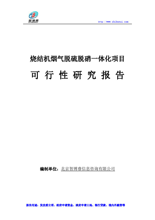 烧结机烟气脱硫脱硝一体化项目可行性研究报告