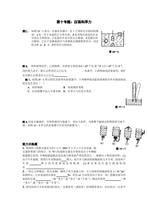 中考物理专题——压强和浮力