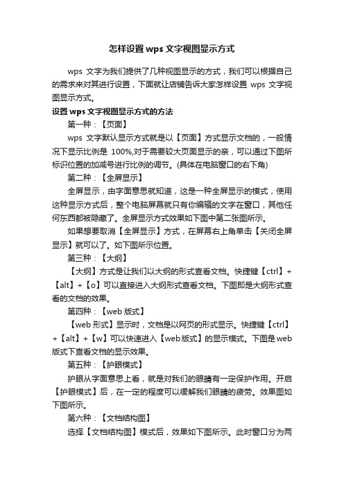 怎样设置wps文字视图显示方式