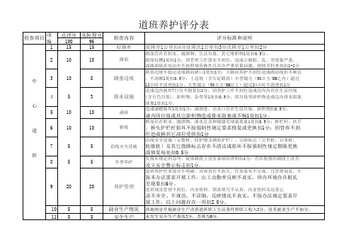 道班养护评分表