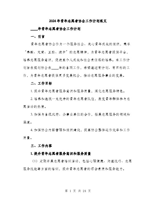 2024年青年志愿者协会工作计划范文（七篇）