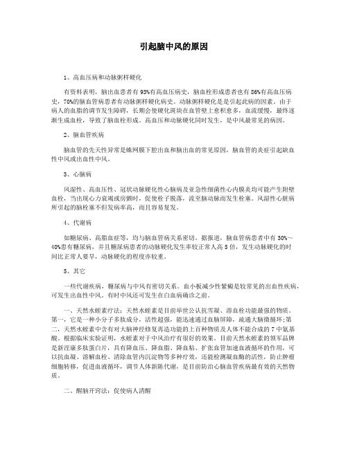 引起脑中风的原因