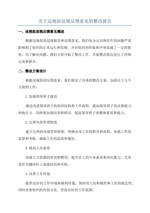 关于巡视组巡视反馈意见的整改报告