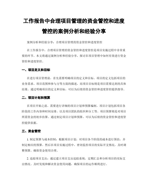 工作报告中合理项目管理的资金管控和进度管控的案例分析和经验分享