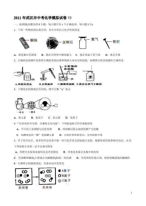 2011年武汉市中考化学模拟试卷10