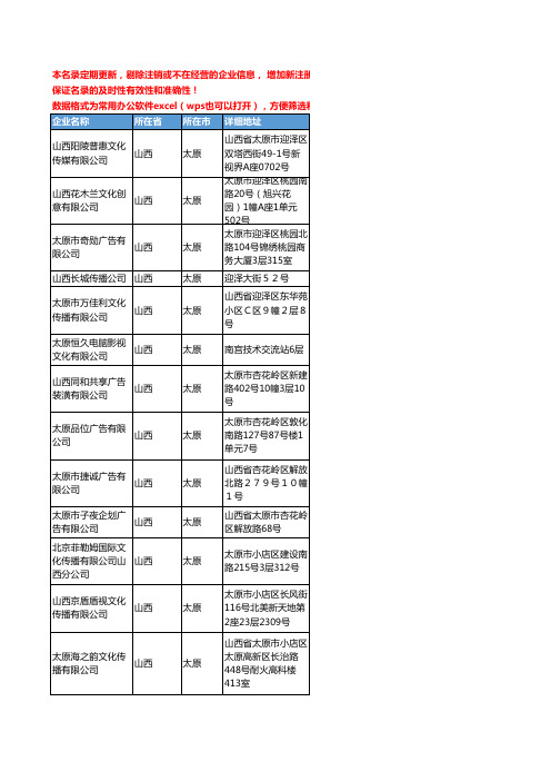 2020新版山西省电视广告工商企业公司名录名单黄页联系方式大全47家