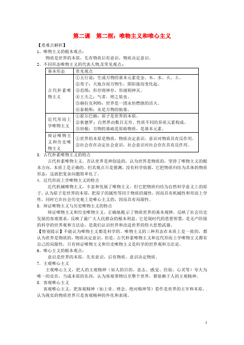 海南省国科园实验学校中学部高中政治《2.2唯物主义和