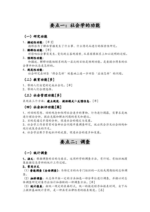 社会学概论必考20点