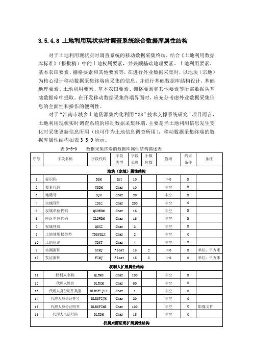 土地利用现状实时调查系统综合数据库属性结构