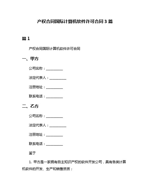 产权合同国际计算机软件许可合同3篇