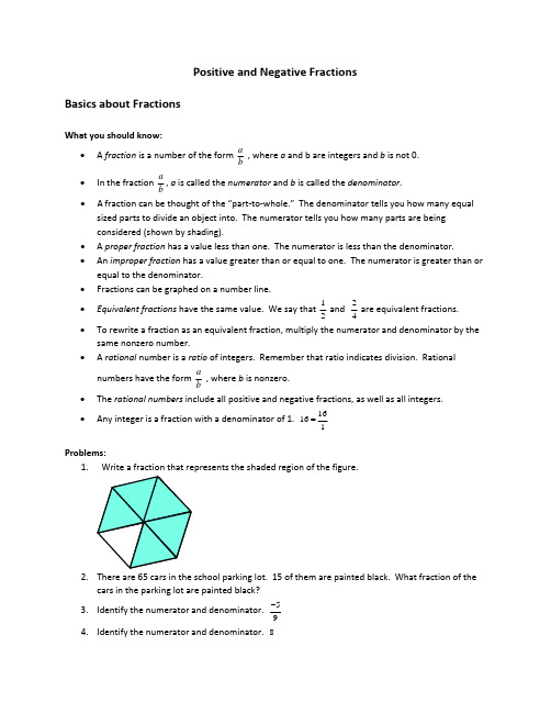 PositiveandNegativeFractions-BasicsaboutFractions