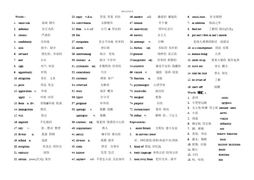 外研版选修六,词汇表