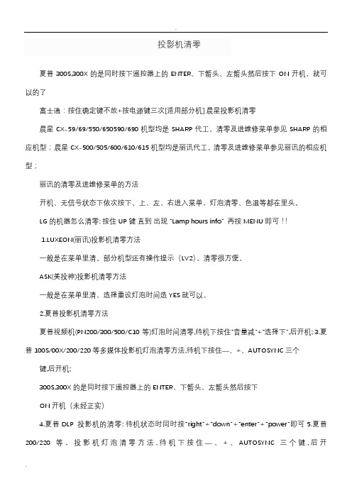 投影机指示灯信息故障详解及