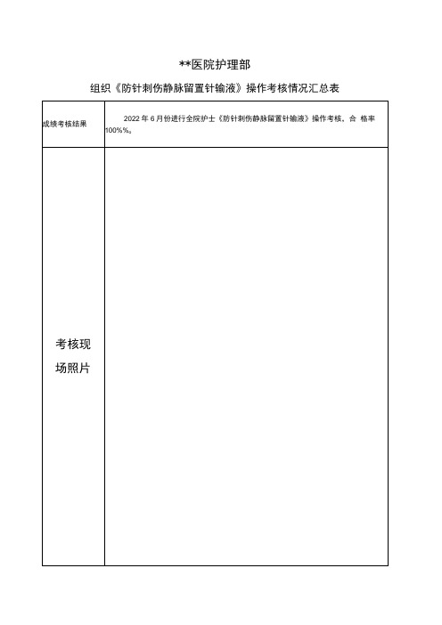 留置针考核持续改进及总结汇总表