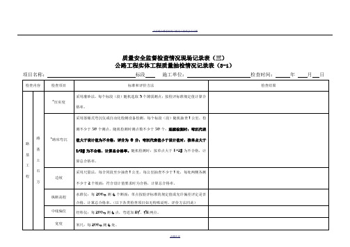 公路工程项目实体质量检查记录表